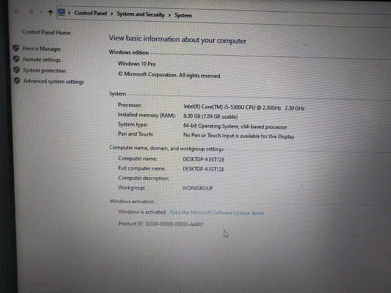 Dell laptop i5 5th gen