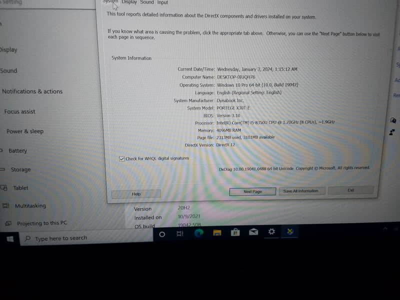 Toshiba dynabook . core i5 8th