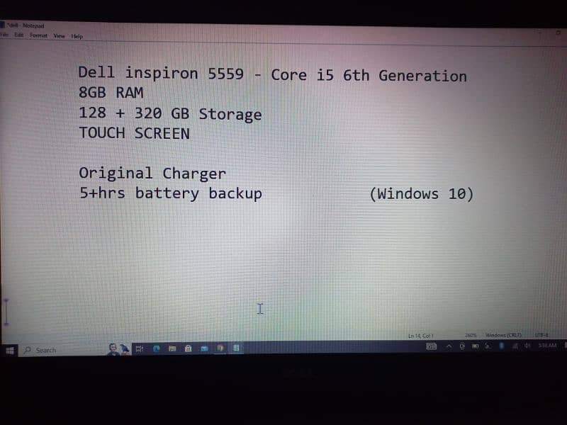 Dell Touch Screen core-i5 6th generation Fresh & clean