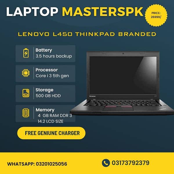 L450 thinkpad Lenovo 4 and 500 gb
