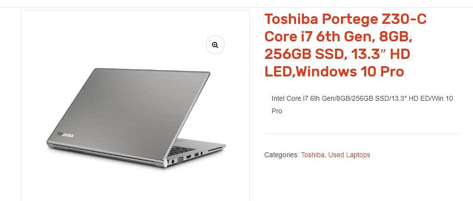 Toshiba Portege Z30-C Core i7 6th Gen, 8GB, 256GB SSD, 13.3″ HD LED