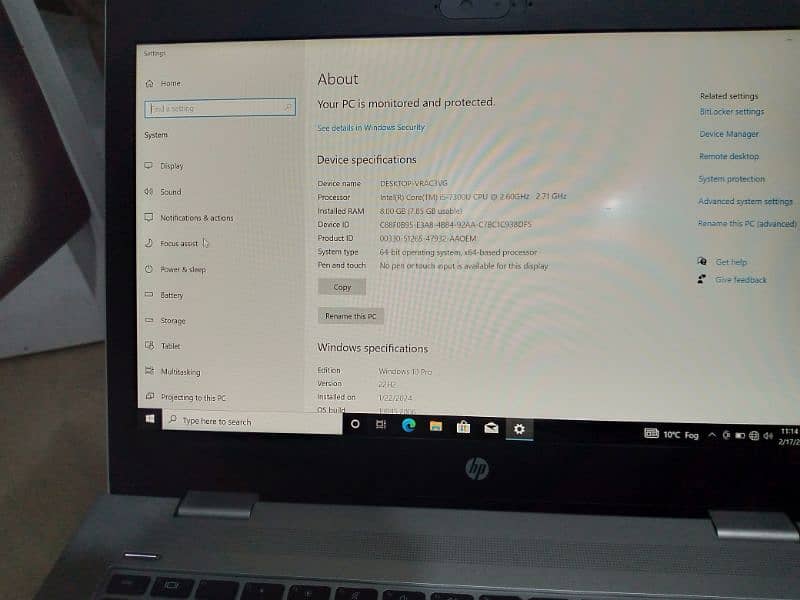 Hp laptop i5 7 gernation