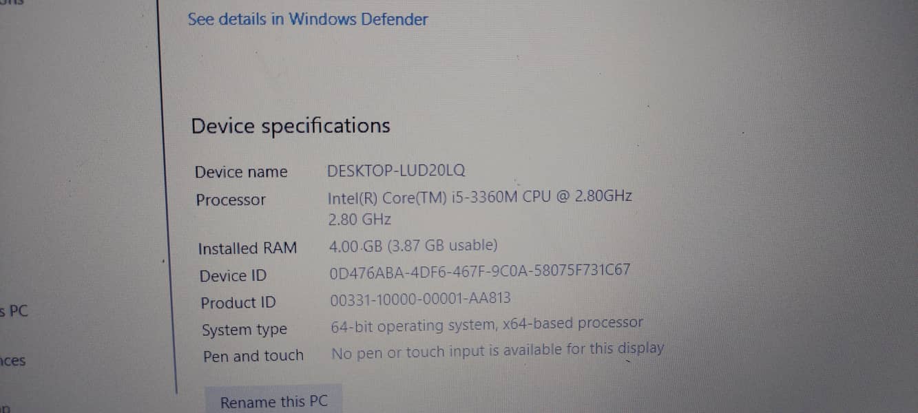 HP elitebook intel(R) Core (TM) i5-3360