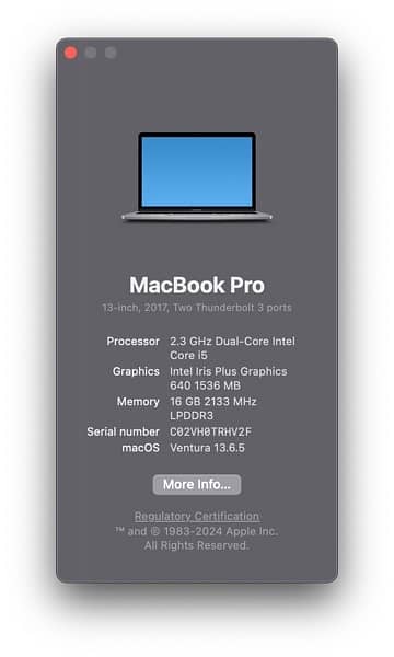 Macbook Pro 2017 13” (16/512)