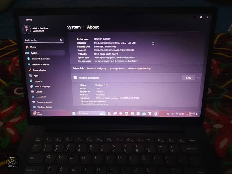 Lenovo 82TS black 12th genration core i5 Black color