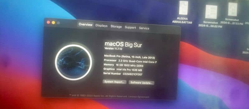 macbook pro 2013 late big sur updated