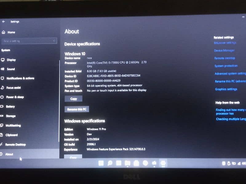 cori i5 7th gen,ddr4 8gb ram,500gb ss,good condition
