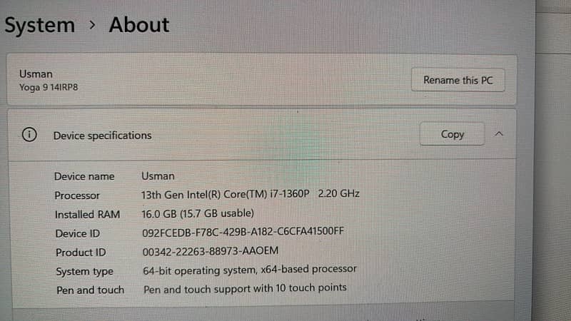 Lenovo Yoga 9I 13th Gen 16Gb - 512GB