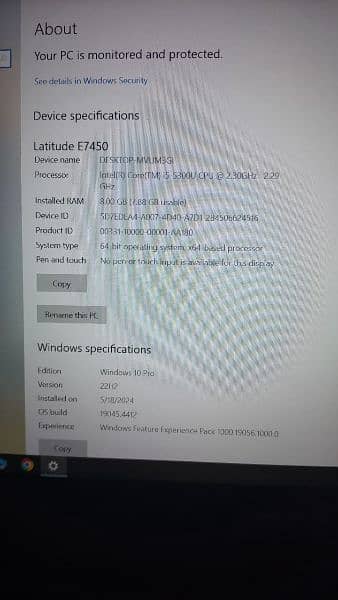 Dell laptop core i5 5th generation E7450 | 8GB RAM | 256 SSD