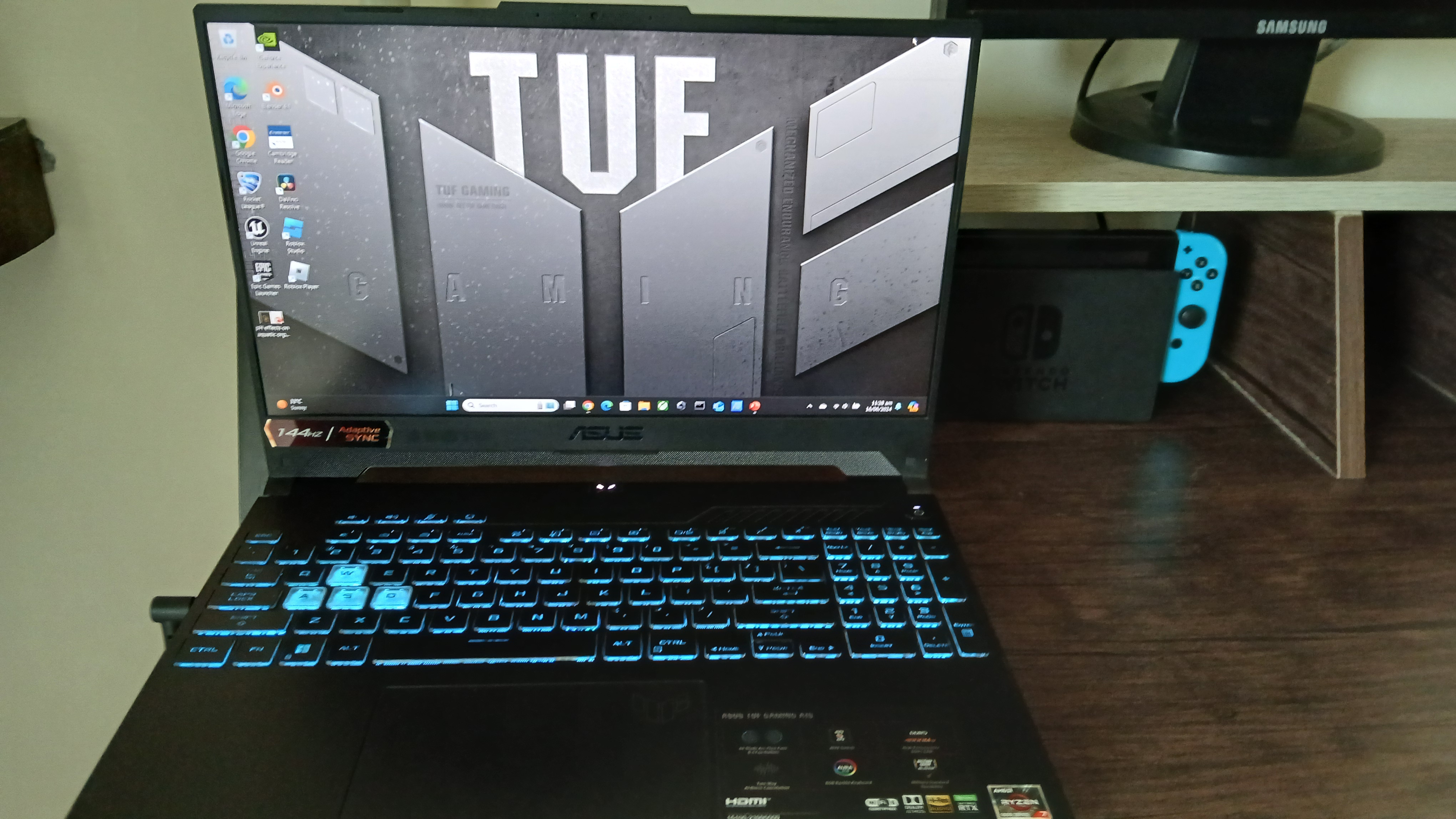 Asus TUF A15 rtx 3050 ti 4gb vram ryzen 7 5800h RAM 16gb SSD 512GB