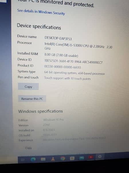 hp  core i5 vpro touch laptop 8gb 750gb original chargr