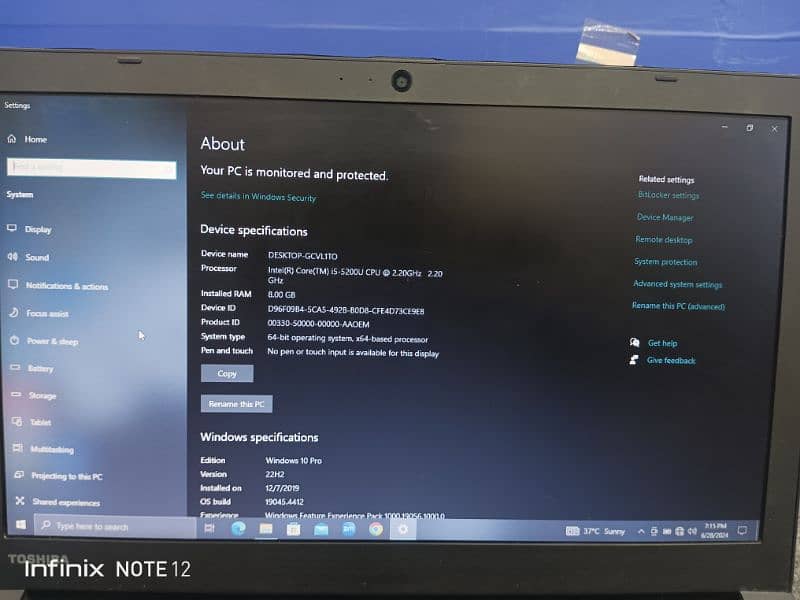 Toshiba Core i5 5Gen