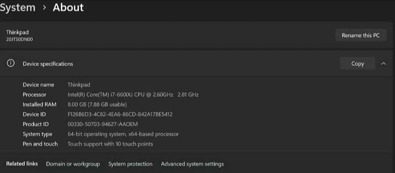 T470 touch screen