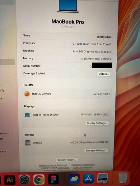 MacBook Pro 2017 i7 15.4 inch