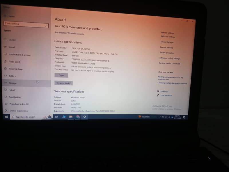 Core i5 4th (i5-4210U)  Gen Laptop