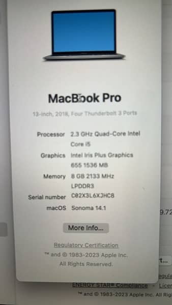 apple macbook pro’13 inch, 2018 model