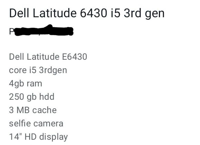 Dell latitude 6430 corei5 3rd generation