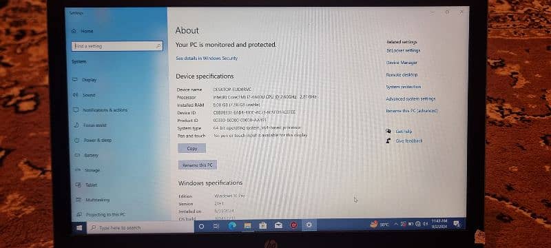 Hp 840 G3 Ci7 6th generation 8GB Ram 256gb ssd