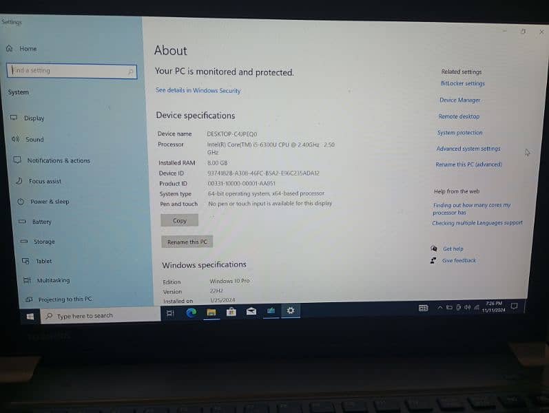 Toshiba-I5-6 Generation for sale