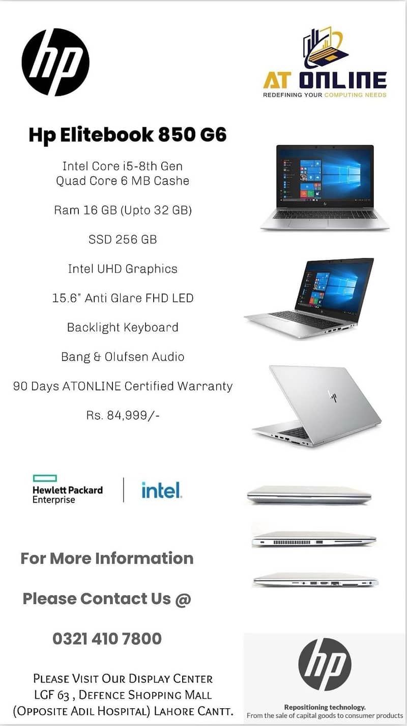Hp Elitebook 850 G6 Intel Core i5-8th Gen Quad Core 6 MB Cashe Ram 16