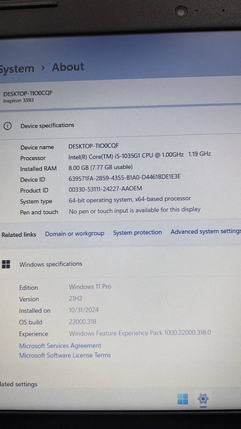 i5 10 generation 8gb ram ddr 4 256 gb nvme