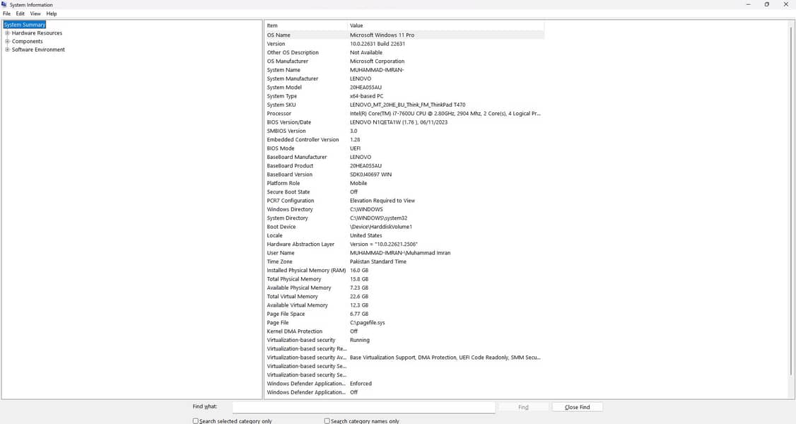 Lenovo T470 Core i7 7Th gen