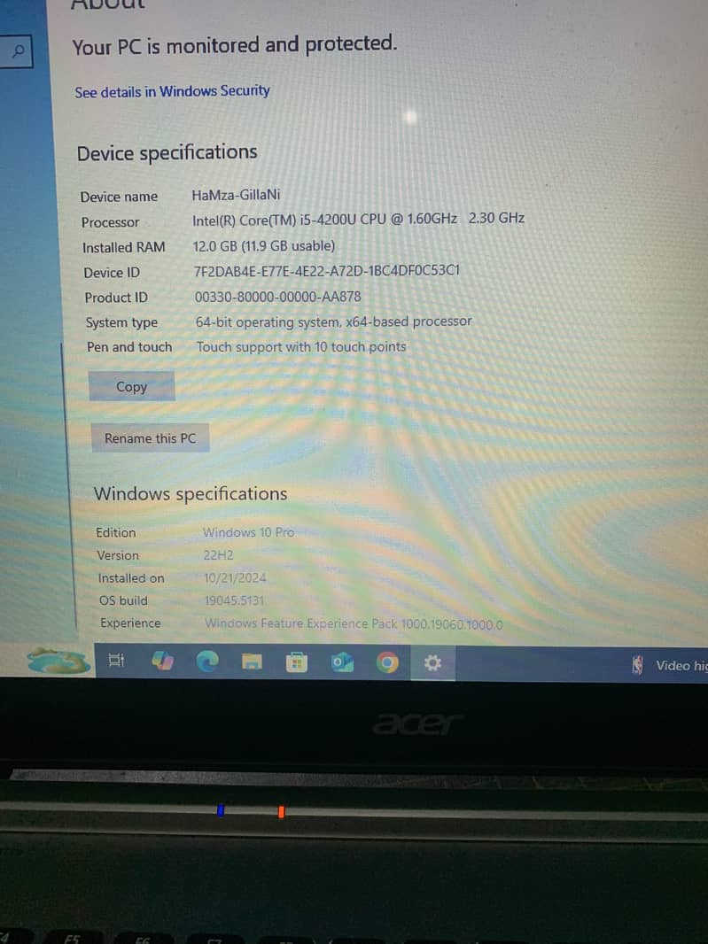 Acer Aspire|M i5-4th Gen 128gb NVME Ram 12GB 1GB builtin Graphic