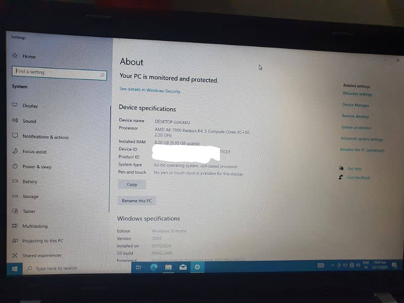 AMD A6-7000 Radeon R4.5Compute 4 generation 3G 8GB RAM DD3 250G gaming