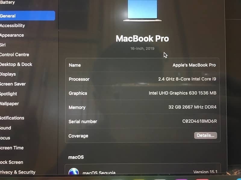 MAC book pro 2019 32/512 GB