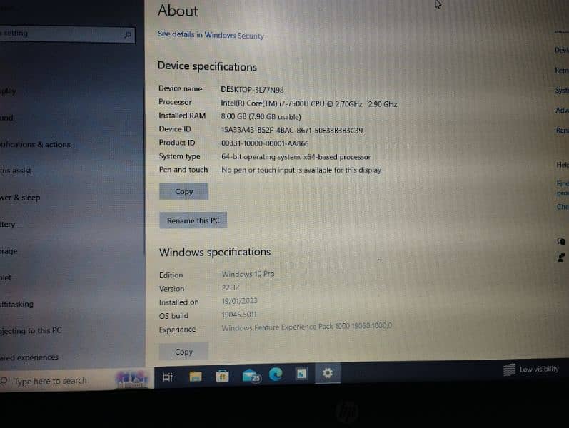 HP probook i7 7th gen
