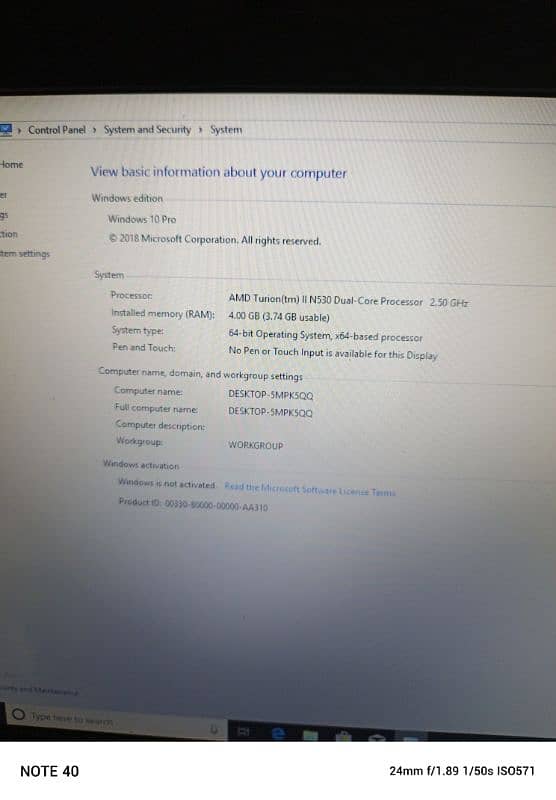 HP LAPTOP 4 GB RAM