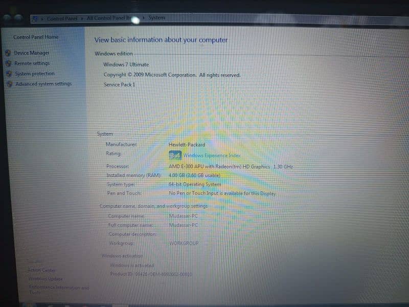 4 gb ram 64bit no pen no touch no bettery no charger