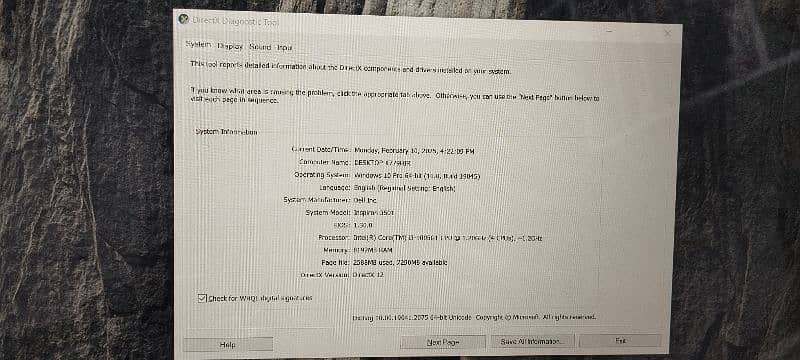 Dell Inspiron 3501 10th gen core i3 8gb 256gb