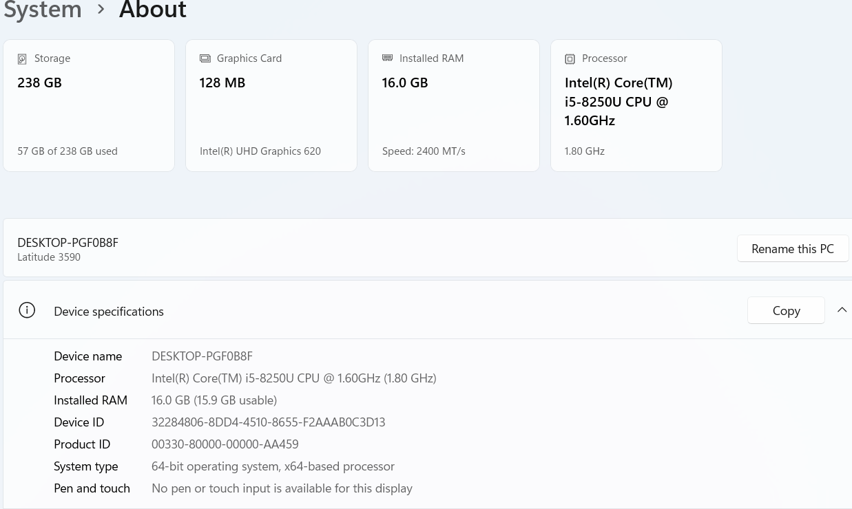 Dell Latitude 3590 | Core i5 8th Gen | 16GB RAM | 256GB SSD | Urgent Sale