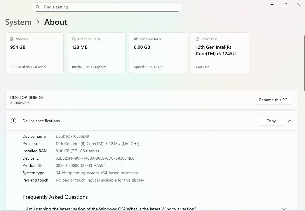 Lenovo Thinkpad L14 gen 3 core i5 12th gen