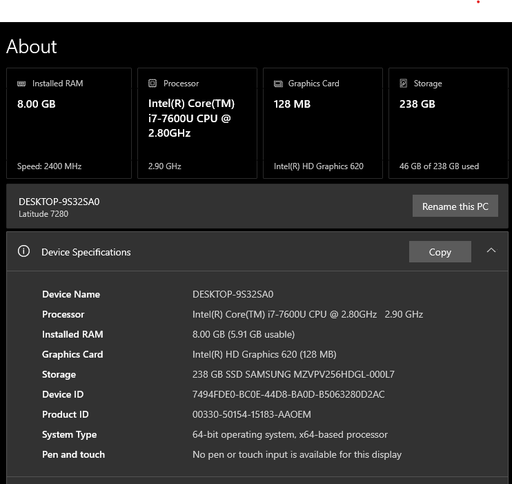 Dell i7 7th Generation